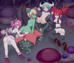  2boys 2girls alraune androgynous anus ass bad_id bad_pixiv_id bat_wings bent_over blonde_hair boots bracelet breasts bridget_(disgaea) cape cleft_of_venus colored_skin covered_erect_nipples crossdressing demon demon_boy demon_girl demon_wings disgaea earrings elbow_gloves erection etna_(disgaea) fang fangs femdom flora_beast_(disgaea) foreskin geewhy gloves green_hair green_skin hetero highres holding_legs horns jewelry loli looking_at_viewer looking_back miniskirt monster_boy monster_girl multiple_boys multiple_girls mushroom navel nipples nippon_ichi no_panties open_mouth penis pink_eyes pink_hair plant plant_boy plant_girl pointy_ears purple_eyes pussy raspberyl red_eyes red_hair restrained ribbon short_hair shota skin_tight skirt slit_pupils small_breasts smile spread_legs standing succubus_(disgaea) tail tentacles tentacles_on_male testicles thighhighs thorns trap uncensored vines wings  rating:Explicit score:251 user:Luthorne