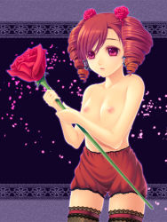 1girl amy_sorel bad_id bad_pixiv_id bloomers breasts byuune drill_hair fishnet_thighhighs fishnets flower nipples petals pink_eyes red_hair rose short_twintails small_breasts solo soul_calibur soulcalibur soulcalibur_iv thighhighs topless twintails underwear rating:Questionable score:28 user:danbooru