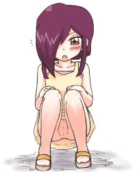  1girl artist_request blush cleft_of_venus flat_chest loli looking_at_viewer no_panties palus_abel purple_hair pussy solo squatting tagme uncensored upskirt yuusha_ou_gaogaigar_final yuusha_series 