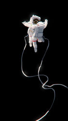 Rule 34 | 2others, astronaut, black background, boots, commentary request, dancing, floating, gloves, holding hands, hands up, helmet, interlocked fingers, legs up, multiple others, niy (nenenoa), original, reflection, simple background, space, spacesuit, white footwear, white gloves