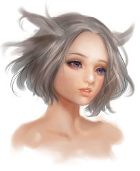 Rule 34 | 1girl, absurdres, aki zake, animal ears, bad id, bad pixiv id, highres, lips, original, parted lips, portrait, purple eyes, short hair, silver hair, simple background, solo, upper body, white background
