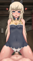 Rule 34 | 1futa, 1girl, absurdres, animal ears, bed, blonde hair, blue eyes, blush, bodypaint, breasts, censored, cheerleader, cowgirl position, cum, futa with female, futanari, girl on top, heart, heart censor, helma lennartz, highres, long hair, looking at viewer, lying, medium breasts, monizumi ishikawa, multiple girls, navel, nipples, nude, on back, open mouth, penis, pointless censoring, pov, pussy, pussy juice, see-through, sex, smile, solo focus, straddling, strike witches, strike witches: suomus misfits squadron, sweat, vaginal, world witches series