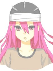 Rule 34 | 1girl, female focus, hat, long hair, n@shi, naruto, naruto (series), pink eyes, pink hair, simple background, solo, tayuya (naruto), tegaki, upper body, white background