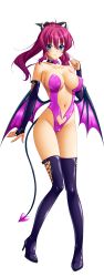 Rule 34 | 1girl, absurdres, bishop (company), blue eyes, blush, boots, breasts, bridal gauntlets, choker, cleavage, closed mouth, covered erect nipples, demon horns, demon tail, demon wings, feet, female focus, full body, game cg, groin, hand up, happy, high ponytail, highres, horns, kazoku: haha to shimai no kyousei, knees together feet apart, large breasts, legs, leotard, light blush, long hair, looking at viewer, mizoro tadashi, navel, original, pink hair, ponytail, smile, solo, standing, tachi-e, tail, thigh boots, thighhighs, thighs, transparent background, watase fuuka, wings