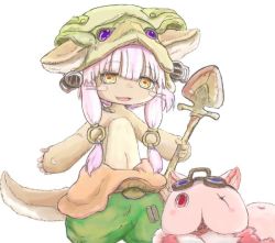 Rule 34 | 10s, artist request, brown eyes, furry, made in abyss, mitty (made in abyss), nanachi (made in abyss), open mouth, white hair