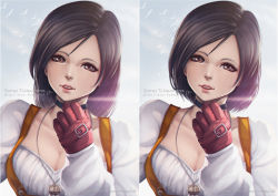 Rule 34 | 00s, 1girl, alternate hair length, alternate hairstyle, artist name, black neckwear, breasts, brown eyes, brown hair, character name, choker, cleavage, day, facebook username, final fantasy, final fantasy ix, garnet til alexandros xvii, gloves, gradient background, jewelry, large breasts, lips, long hair, looking at viewer, magion02, nose, parted lips, pendant, red gloves, short hair, signature, swept bangs, teeth, upper body, watermark, web address
