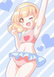 Rule 34 | 10s, arm up, blonde hair, clenched hand, hairband, kagerou (kers), kers, kise yayoi, one eye closed, precure, short hair, smile precure!, solo, wink, yellow eyes