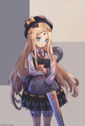Rule 34 | 1girl, abigail williams (fate), absurdres, black bow, black dress, black hat, blonde hair, bloomers, blue eyes, blush, bow, breasts, collared shirt, contemporary, dress, dress shirt, earrings, fate/grand order, fate (series), forehead, hair bow, hat, highres, jewelry, keyhole, long hair, long sleeves, looking at viewer, momotoori, multiple hair bows, necktie, orange bow, parted bangs, parted lips, red necktie, shirt, sleeves past wrists, small breasts, solo, stuffed animal, stuffed toy, teddy bear, tentacles, umbrella, underwear, white bloomers, white shirt