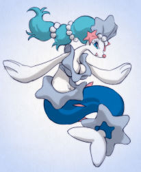 Rule 34 | 1girl, aqua hair, blue eyes, breasts, creatures (company), furry, furry female, game freak, gen 7 pokemon, highres, looking at viewer, melonleaf, nintendo, no humans, open mouth, pokemon, pokemon sm, primarina, smile, solo