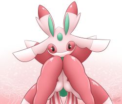 Rule 34 | 1girl, antennae, artist name, black eyes, colored sclera, creatures (company), dated, flower, game freak, gen 7 pokemon, gradient background, hands up, laranthrod, looking at viewer, lurantis, nintendo, no mouth, own hands together, pink sclera, pinstripe pattern, pokemon, pokemon (creature), pokemon sm, rose, solo, standing, striped, thigh gap, watermark