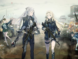 Rule 34 | 4girls, 5girls, ak-12, ak-12 (girls&#039; frontline), an-94, an-94 (girls&#039; frontline), as val (girls&#039; frontline), assault rifle, blonde hair, blue eyes, braid, cape, car, closed mouth, commentary request, french braid, full body, garrison cap, gas mask, girls&#039; frontline, glasses, gloves, gun, hair ornament, hairband, hairclip, hat, holding, holding gun, holding mask, holding weapon, jacket, kalashnikov rifle, long hair, long sleeves, looking at another, mask, motor vehicle, multiple girls, open mouth, outdoors, ribbon, rifle, scarf, scenery, serdyukov (girls&#039; frontline), shirt, short hair, sidelocks, silver hair, skirt, smile, standing, strap gap, striped clothes, striped shirt, stuffed toy, telnyashka, thighhighs, trigger discipline, unworn mask, very long hair, weapon, wss (32656138)