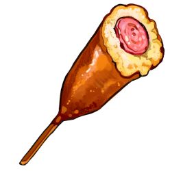 Rule 34 | commentary, corn dog, cross-section, english commentary, food, food focus, jadenvargen, no humans, original, simple background, stick, still life, white background