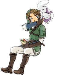 Rule 34 | 1boy, bad id, bad pixiv id, blonde hair, blue eyes, cat, food, gloves, hat, link, male focus, nintendo, pointy ears, scarf, smile, solo, the legend of zelda, the legend of zelda: twilight princess, yo mo