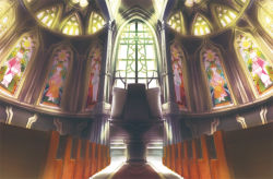 Rule 34 | angel, angel wings, architecture, bad id, bad pixiv id, church, fate/zero, fate (series), no humans, roomscape, scenery, stained glass, takigi, window, wings