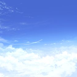 Rule 34 | above clouds, bad id, bad pixiv id, blue theme, cloud, day, flying, highres, monochrome, no humans, original, scenery, sky, snake, toshiyu (10shi yu)