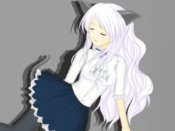 Rule 34 | 10s, animal ears, brooch, cat (trickster), cat ears, cat tail, closed eyes, jewelry, skirt, solo, tail, thighhighs, trickster (ntreev soft), white hair