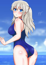 Rule 34 | absurdres, ass, blue one-piece swimsuit, charlotte (anime), hair between eyes, highres, one-piece swimsuit, solo, swimsuit, tagme, tomori nao