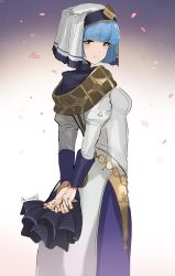 Rule 34 | 1girl, absurdres, blue eyes, blue hair, dress, fire emblem, fire emblem echoes: shadows of valentia, highres, looking at viewer, nintendo, ormille, short hair, silque (fire emblem), simple background, smile, solo, veil