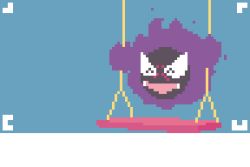 Rule 34 | animated, animated gif, blue background, creature, creatures (company), fangs, full body, game freak, gastly, gen 1 pokemon, ghost, happy, jrchair98, nintendo, no humans, pokemon, pokemon (creature), simple background, solo, swing, swinging