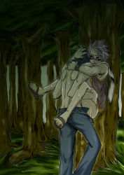 Rule 34 | 2boys, against tree, anal, bdsm, belt, black hair, blush, bondage, bottomless, bound, carrying, cum, fairy tail, grass, gray fullbuster, hug, male focus, male penetrated, multiple boys, natsu dragneel, open clothes, open mouth, open shirt, outdoors, pants, pink hair, sandals, scarf, sex, shirt, standing, suspension, sweat, toe scrunch, topless male, tree, unzipped, vest, wind, wristband, yaoi
