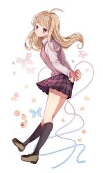 Rule 34 | 1girl, ahoge, akamatsu kaede, beamed eighth notes, black socks, blush, box, brown footwear, closed mouth, collared shirt, cookie, danganronpa (series), danganronpa v3: killing harmony, eighth note, food, fortissimo, full body, gift, gift box, hair ornament, heart, heart-shaped pupils, highres, holding, holding gift, kneehighs, light brown hair, loafers, long hair, long sleeves, looking at viewer, looking to the side, musical note, musical note hair ornament, musical note print, paraffin, pleated skirt, print skirt, purple eyes, purple skirt, shirt, shoes, skirt, smile, socks, solo, staff (music), sweater vest, symbol-shaped pupils, transparent background, very long hair, white shirt