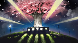 Rule 34 | 00s, alicia florence, aria (manga), cherry blossoms, lights, mizunashi akari, night, scenery, train