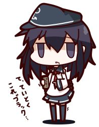 Rule 34 | 10s, 1girl, absurdres, akatsuki (kancolle), blush stickers, chibi, coffee, hat, highres, kantai collection, long hair, long sleeves, looking at viewer, neckerchief, nuu (nu-nyu), open mouth, personification, pointing, purple eyes, purple hair, school uniform, serafuku, solo, translated, trembling