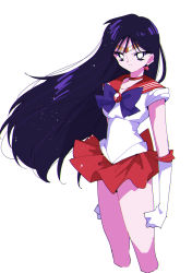 Rule 34 | 1girl, absurdres, bishoujo senshi sailor moon, black eyes, black hair, bow, bright pupils, clenched hands, cropped legs, earrings, elbow gloves, floating hair, gloves, gold headband, hair behind ear, highres, hino rei, jewelry, long hair, magical girl, pochi (askas is god), purple bow, red skirt, sailor collar, sailor mars, sailor senshi uniform, skirt, solo, star (symbol), star earrings, white gloves, white pupils