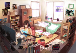 Rule 34 | 10s, 1girl, acoustic guitar, amplifier, animal, bad id, bad pixiv id, bag, basket, bed, bedroom, black hair, blanket, book, book stack, bookshelf, box, brown eyes, brown hair, cabinet, cable, candy, cat, cd case, cellphone, clock, coffee mug, computer, cup, cup ramen, curtains, cushion, day, digital media player, food, framed, game console, guitar, hair ornament, hairclip, handheld game console, headphones, headphones around neck, indoors, instrument, ipod, keyboard (computer), monitor, mug, music, open book, original, paper, phone, picture frame, pillow, plant, playing instrument, playstation portable, poster (object), potted plant, power strip, rff (3 percent), room, rubik&#039;s cube, sitting, smartphone, smile, speaker, suisei no gargantia, tank top, window