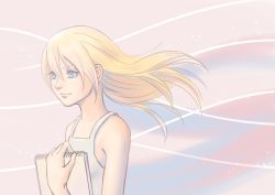 Rule 34 | 1girl, absurdres, bare shoulders, blonde hair, blue eyes, breasts, closed mouth, collarbone, dress, highres, kingdom hearts, kingdom hearts ii, long hair, namine, smile, solo, white dress, yayokichi3
