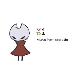 Rule 34 | 1girl, alicezakat, arrow (symbol), arthropod girl, black eyes, blank eyes, blush, blush stickers, chibi, cloak, english text, female focus, flat color, full body, heart, high collar, highres, hollow knight, hornet (hollow knight), like and retweet, red cloak, simple background, sketch, solo, standing, white background