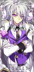 Rule 34 | add (elsword), black necktie, character name, collared shirt, copyright name, cube, electricity, elsword, eyes visible through hair, facial mark, gloves, long hair, looking at viewer, male focus, mastermind (elsword), necktie, pika (kai9464), shirt, solo, tagme