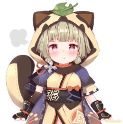 Rule 34 | 1girl, animal ears, arm guards, black scarf, blunt bangs, blush, child, commentary request, fake animal ears, fake tail, genshin impact, grey hair, japanese clothes, leaf, leaf on head, looking at viewer, ninja, obi, pout, purple eyes, raccoon ears, raccoon hood, raccoon tail, sash, sayu (genshin impact), scarf, short hair, short sleeves, shuriken, sidelocks, simple background, sketch, solo, tail, tutsucha illust, weapon, white background