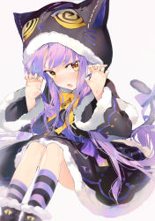 Rule 34 | 1girl, aida (chinhung0612), blush, elf, halloween, halloween costume, highres, kyouka (princess connect!), long hair, open mouth, pointy ears, princess connect!, purple hair, skirt, yellow eyes