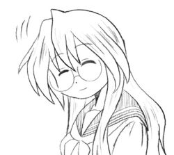 Rule 34 | 00s, artist request, glasses, long hair, lowres, lucky star, monochrome, source request, takara miyuki