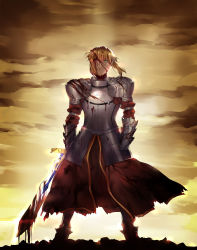 Rule 34 | 1girl, armor, artoria pendragon (all), artoria pendragon (fate), blonde hair, blood, blood on face, bloody weapon, clarent (fate), fate/apocrypha, fate (series), full armor, highres, lsunl, mordred (fate), mordred (fate/apocrypha), saber (fate), solo, sword, weapon