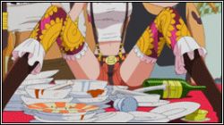 Rule 34 | 1girl, animated, animated gif, character name, food, hat, jewelry bonney, long hair, lowres, one piece, patterned legwear, piercing, pink hair, pirate, purple eyes, sabaody archipelago, shorts, suspenders, tank top