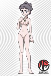 Rule 34 | 1girl, absurdres, arm at side, armpits, artist logo, barefoot, blue eyes, braid, braided bun, breasts, brown hair, cleft of venus, clenched hands, collarbone, completely nude, creatures (company), diantha (pokemon), eyebrows, eyelashes, feet, female focus, fingernails, full body, game freak, groin, hair bun, hand up, happy, heel up, highres, jewelry, legs, light brown hair, looking at viewer, medium hair, mega stone, navel, neck, necklace, nilterguy, nintendo, nipples, nude, nude filter, official art nude filter, official style, pinky out, pokemon, pokemon champion, pokemon xy, pussy, shiny skin, small breasts, smile, standing, thighs, third-party edit, tiptoes, toenails, toes