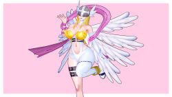 Rule 34 | 1girl, angel, angel girl, angewomon, belt, digimon, female focus, highres, long hair, mask, solo, wings