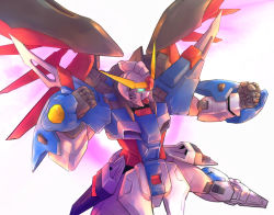 Rule 34 | 00s, 10s, clenched hand, destiny gundam, glowing, glowing eyes, gundam, gundam build fighters, gundam build fighters try, gundam seed, gundam seed destiny, mecha, mechanical wings, no humans, robot, solo, tamago tomato, wings