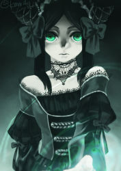 Rule 34 | 1girl, black hair, dress, gothic lolita, green eyes, kuroshitsuji, long hair, looking at viewer, sieglinde sullivan