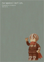 Rule 34 | 1boy, armored boots, assassin cross (ragnarok online), back cover, black pants, black shirt, boots, c:, closed mouth, commentary request, cover, dated, english text, full body, hair between eyes, lego minifig, male focus, norapeko, open clothes, open shirt, pants, ragnarok online, red scarf, scarf, shirt, short hair, smile, solid eyes, solo, standing, torn clothes, torn scarf