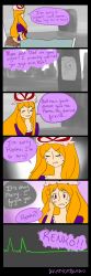 Rule 34 | 2girls, absurdres, artist name, bed, blonde hair, brown hair, cardiogram, chenkari, comic, cosplay, crying, crying with eyes open, death, dying, english text, faceless, faceless female, hand on another&#039;s face, hat, highres, hospital, hospital bed, krazycatqueen, lying, maribel hearn, mob cap, multiple girls, aged up, purple eyes, signature, smile, tears, touhou, usami renko, yakumo yukari, yakumo yukari (cosplay)