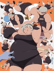 Rule 34 | 1girl, absurdres, armpits, arms up, ass, bea (pokemon), big belly, black hairband, breasts, creatures (company), dark-skinned female, dark skin, exercising, falinks, fat, game freak, gen 1 pokemon, gen 8 pokemon, grey hair, gym leader, hair between eyes, hairband, highres, huge ass, jeetdoh, large breasts, machop, nintendo, plump, pokemon, pokemon (creature), pokemon swsh, poking, push-ups, running, short hair, sirfetch&#039;d, stretching, thick thighs, thighs, unitard, weighing scale, weight conscious