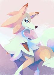 Rule 34 | absurdres, blue eyes, creatures (company), game freak, gen 7 pokemon, highres, looking at viewer, lycanroc, lycanroc (midday), nintendo, no humans, pokemon, pokemon (creature), salanchu, sign, signature, wolf