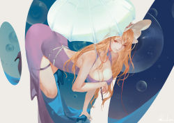 Rule 34 | 1girl, alcd, bent over, blonde hair, breasts, cleavage, dress, hat, high heels, highres, holding, large breasts, long hair, purple dress, red eyes, solo, thigh strap, touhou, umbrella, yakumo yukari