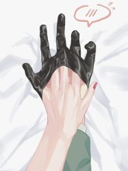 Rule 34 | black gloves, couple, disembodied hand, fingernails, formal, gloves, green suit, hand focus, hetero, highres, holding hands, holding hands is lewd, husband and wife, nail polish, outstretched hand, palms, red nails, sgrimp, spy x family, suit, thumb, twilight (spy x family), yor briar