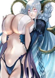 Rule 34 | + +, 1girl, aqua hair, blue panties, blue shirt, braid, breasts, breasts squeezed together, choker, cleavage, cropped shirt, curled horns, fate/grand order, fate (series), hair between eyes, highleg, highleg panties, horns, jewelry, jikihatiman, large breasts, larva tiamat (fate), larva tiamat (third ascension) (fate), long hair, looking at viewer, navel, open mouth, panties, pendant, pink eyes, pointy ears, shirt, shrug (clothing), sidelocks, solo, striped sleeves, symbol-shaped pupils, thighs, tiamat (fate), underwear, very long hair