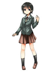 Rule 34 | 1girl, black hair, highres, original, school uniform, short hair, simple background, skirt, solo, white background, yagami (mukage)