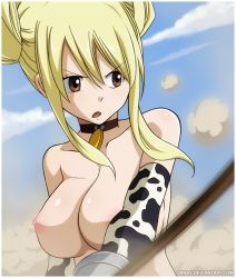 Rule 34 | 1girl, blonde hair, breasts, fairy tail, large breasts, lucy heartfilia, nipples, ornav, solo, tagme